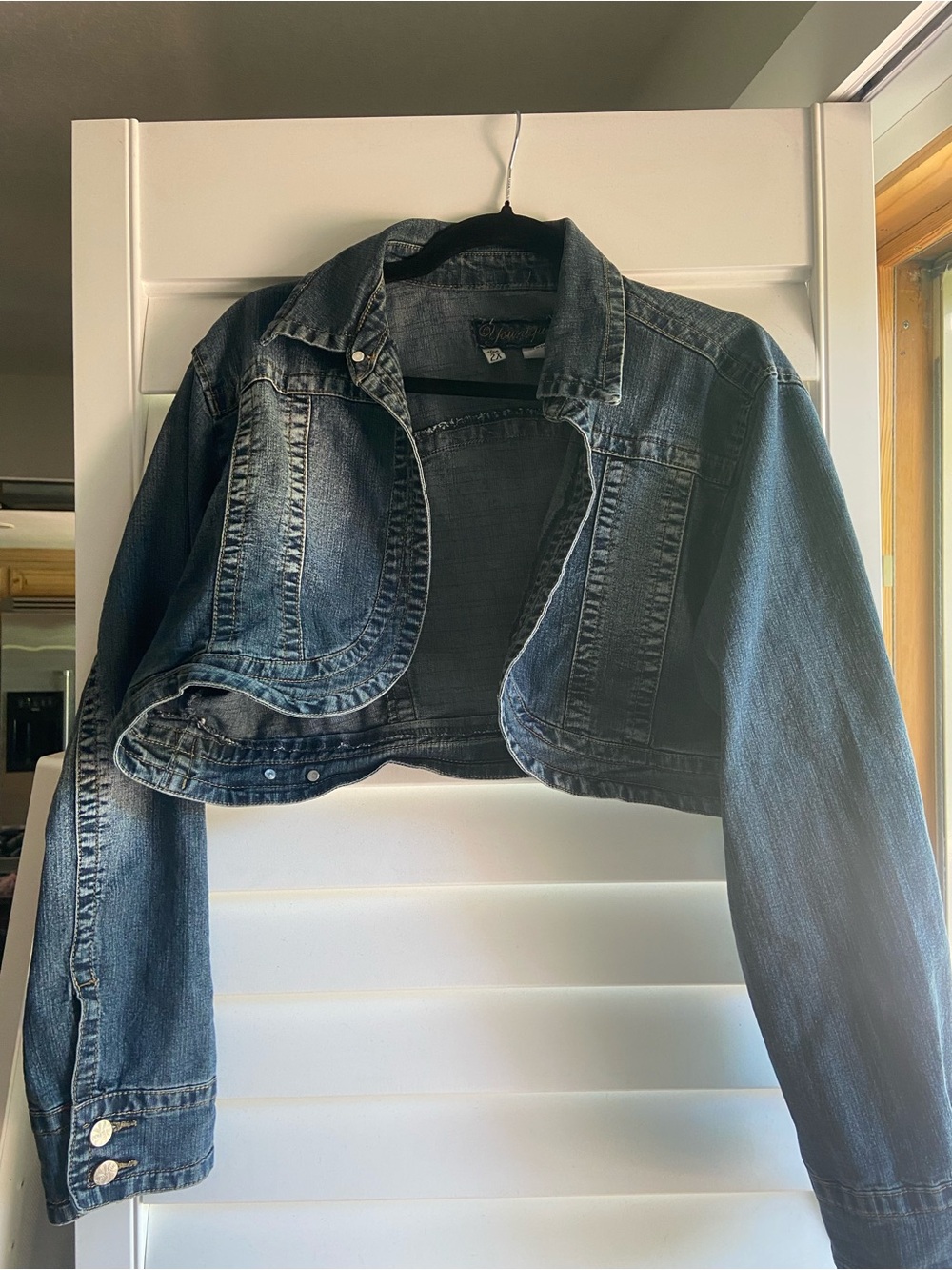 Younique Cropped Dark Wash Denim Jacket